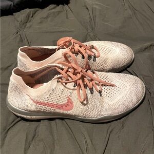 Nike Pink and Gray Athletic Shoes with Knit Upper